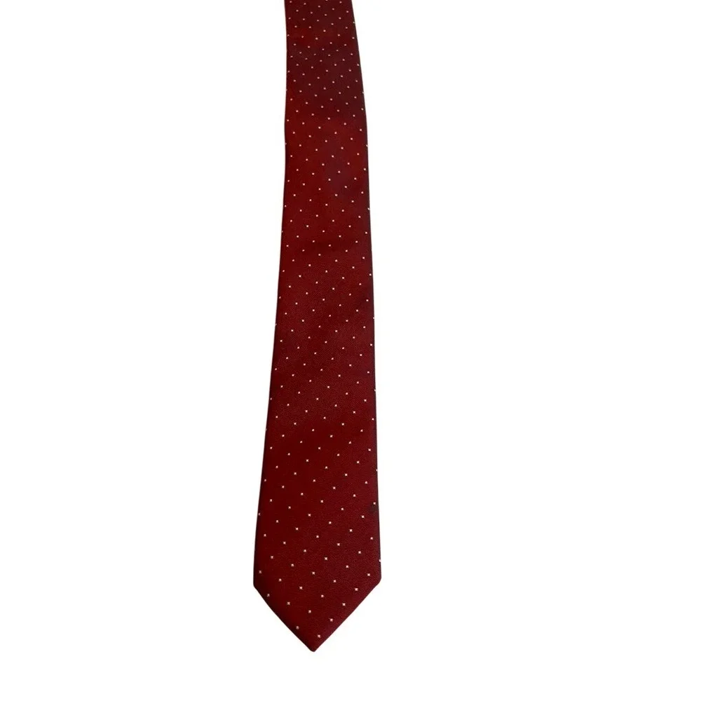 Handmade Burgundy Red Micro Dot Pattern Men's Necktie Polyester‎ Formal Tie